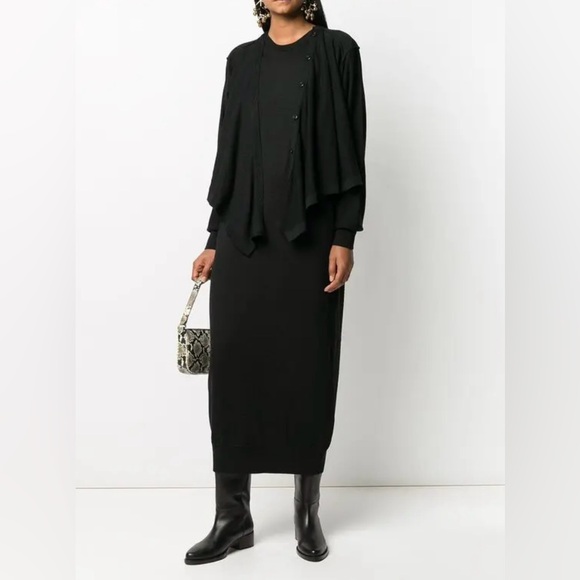 Lemaire Dresses & Skirts - Lemaire Knitted Dress Black Double Layered Midi Dress Merino Wool size small